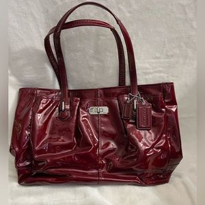 Red Patent Coach Tote